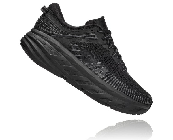 Hoka One One Bondi 7 Womens UK - Black Road Running Shoes - YOUBG4328